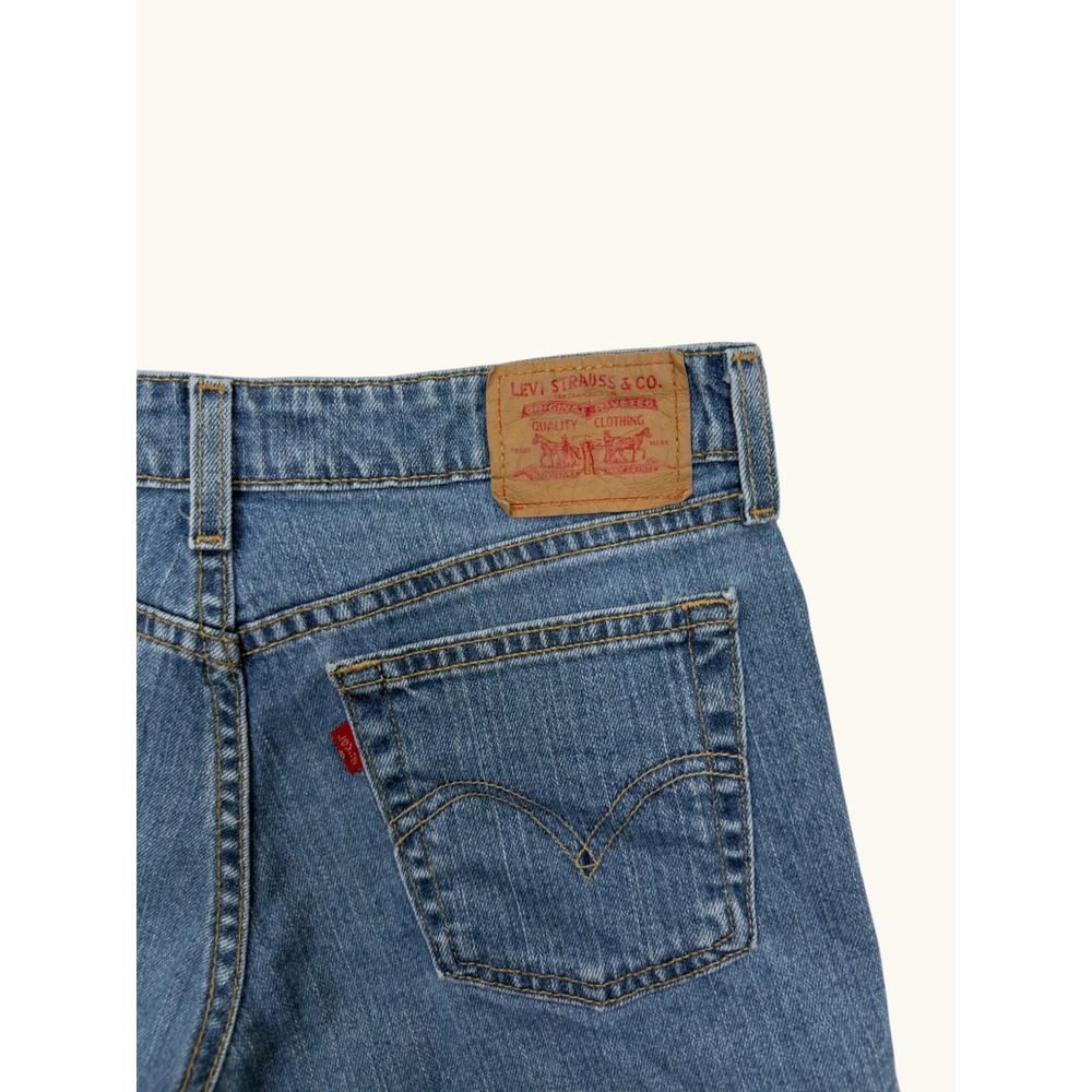 Levis Superlow Stretch Denim Shorts Medium Wash Low Rise Y2K Size 5 JR